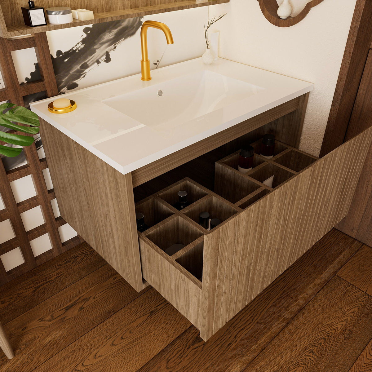 Wall Mounted Floating Bathroom Vanity With Sink And Drawers by Unique Piece Furniture