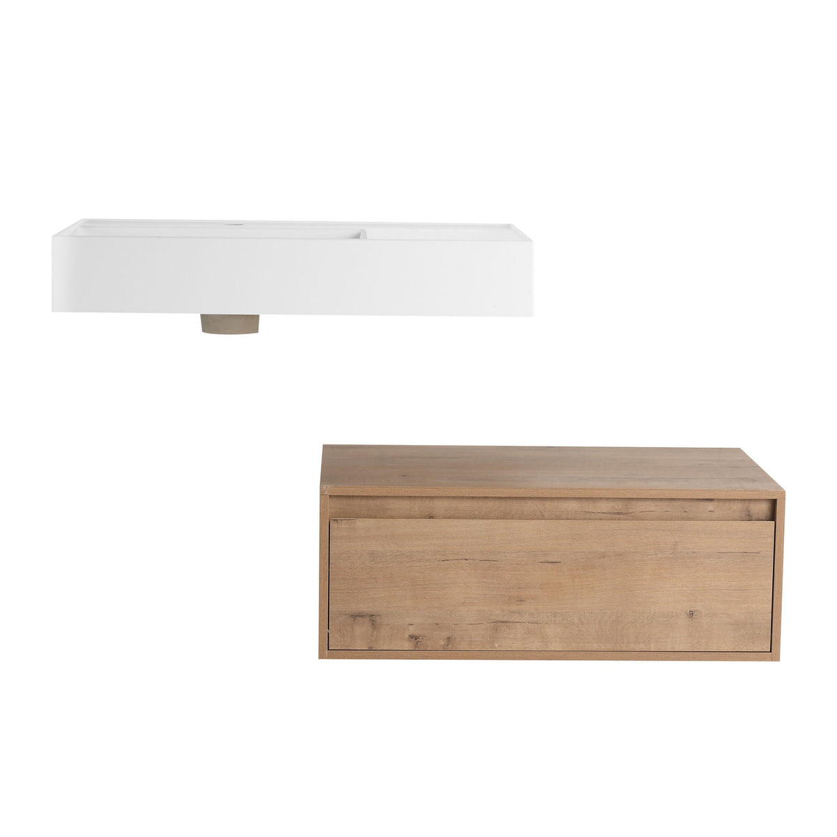 Modern Wall Mounted Bathroom Vanity With Resin Sink And Soft Close Drawer - Imitative Oak by Unique Piece Furniture