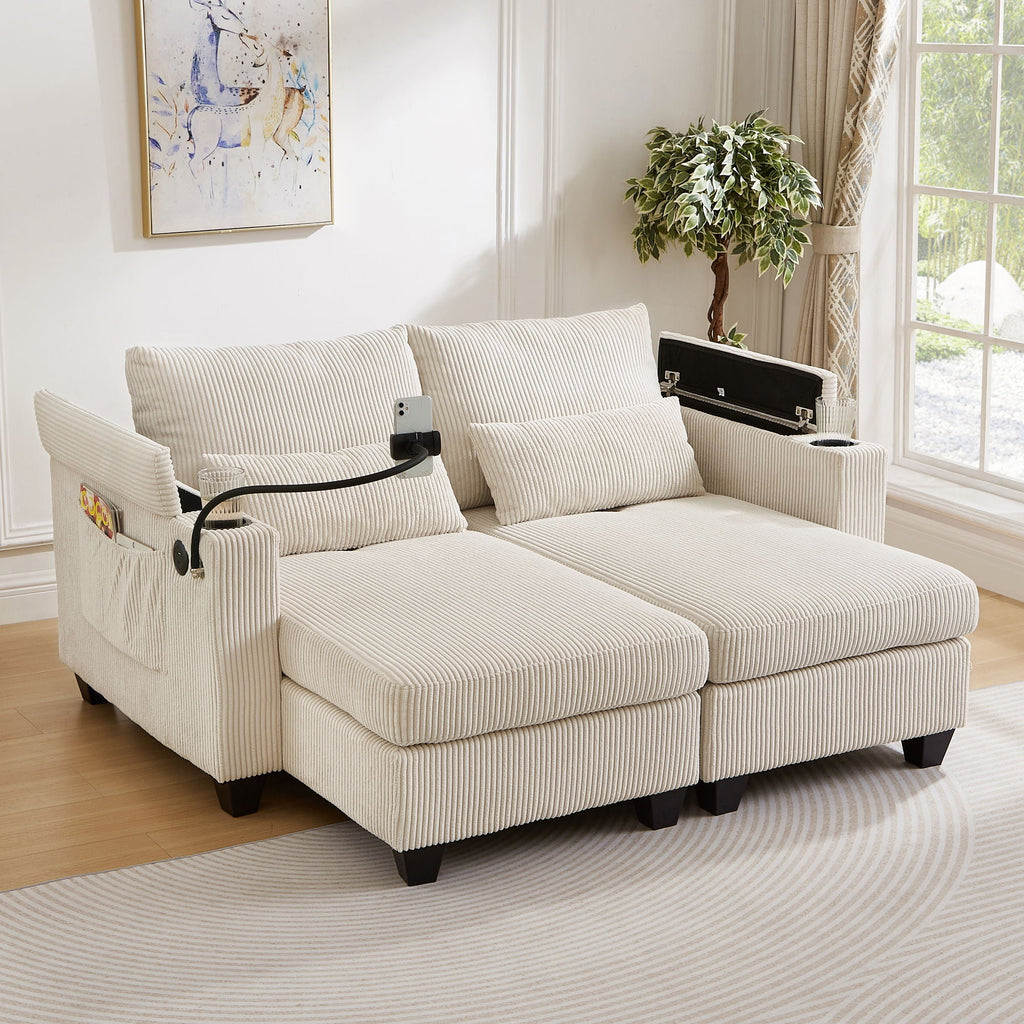 Convertible Chaise Lounge Sofa Chair With USB Ports, Cup Holders, Phone Holder And Storage by Unique Piece Furniture