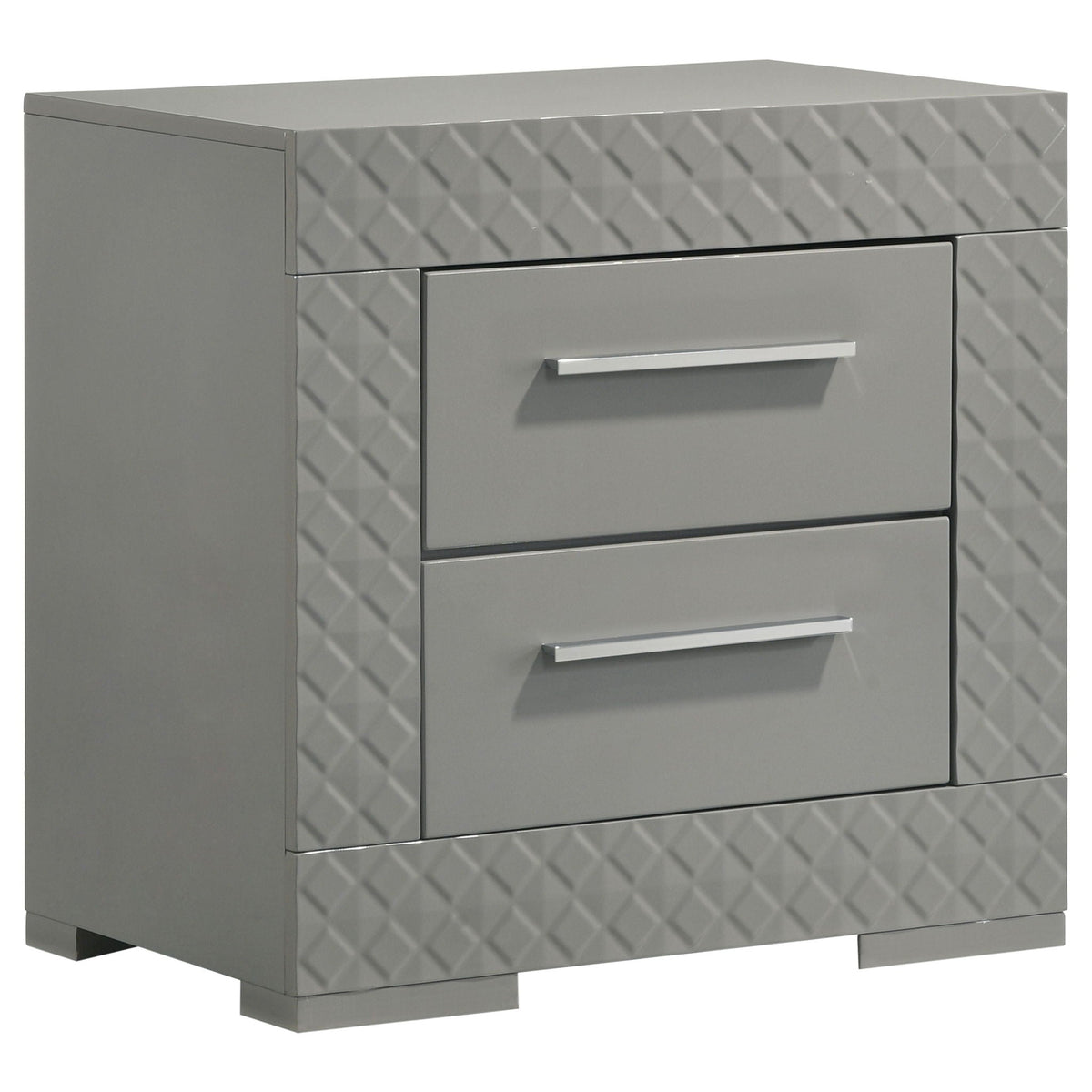 Ives 2-drawer Nightstand Bedside Table Grey High Gloss by Unique Piece Furniture