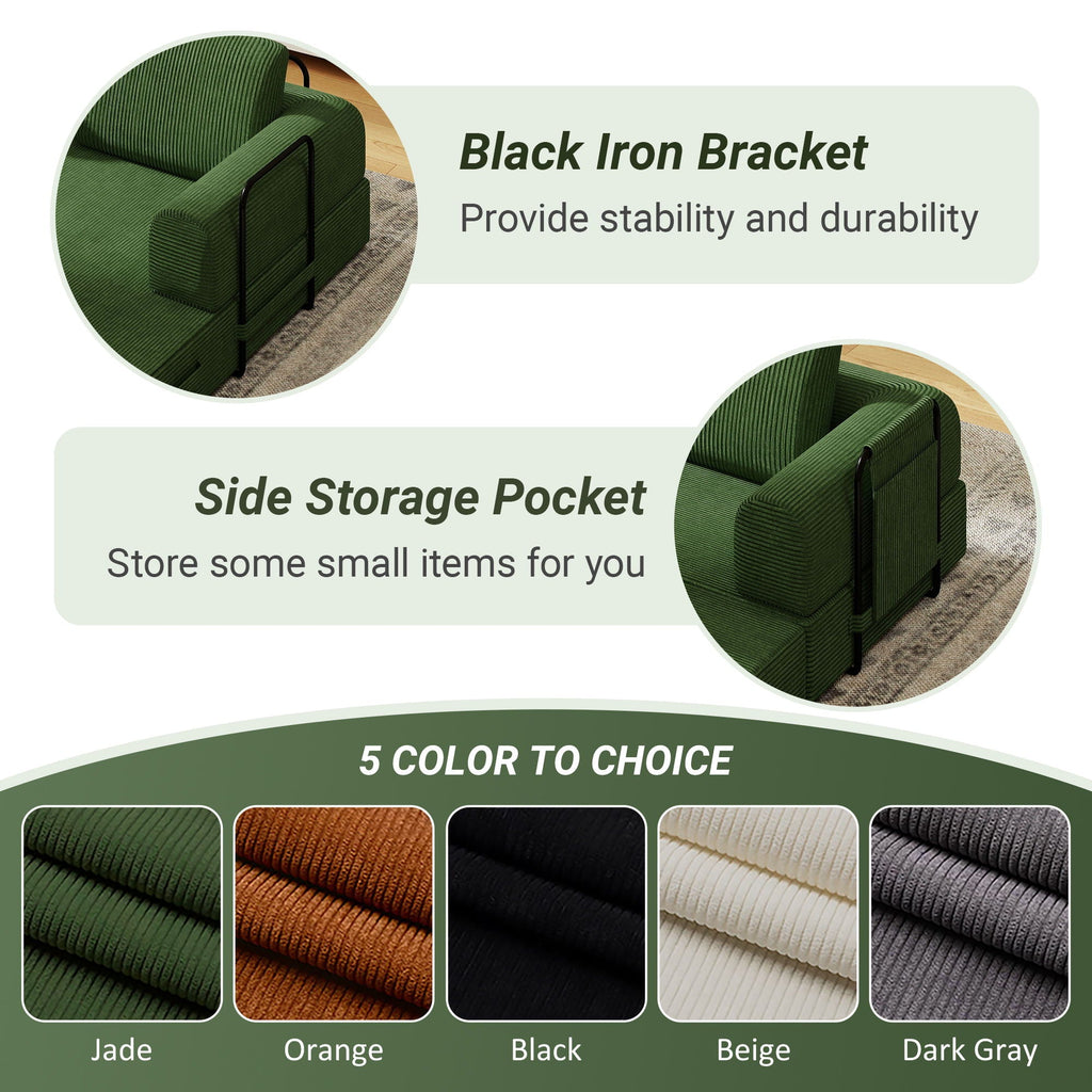 Convertible Sleeper Sofa Bed With Cylindrical Pillow, Fixed Shape Frame by Unique Piece Furniture