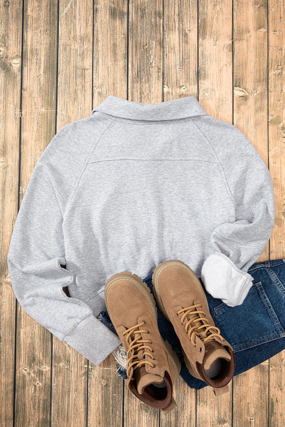 Smoke Green Quarter Zip Stand Neck Kangaroo Pocket Sweatshirt by Wild and Free Boutique