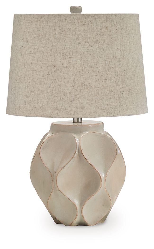 Edselham - Paper Table Lamp - Distressed Cream by Unique Piece Furniture