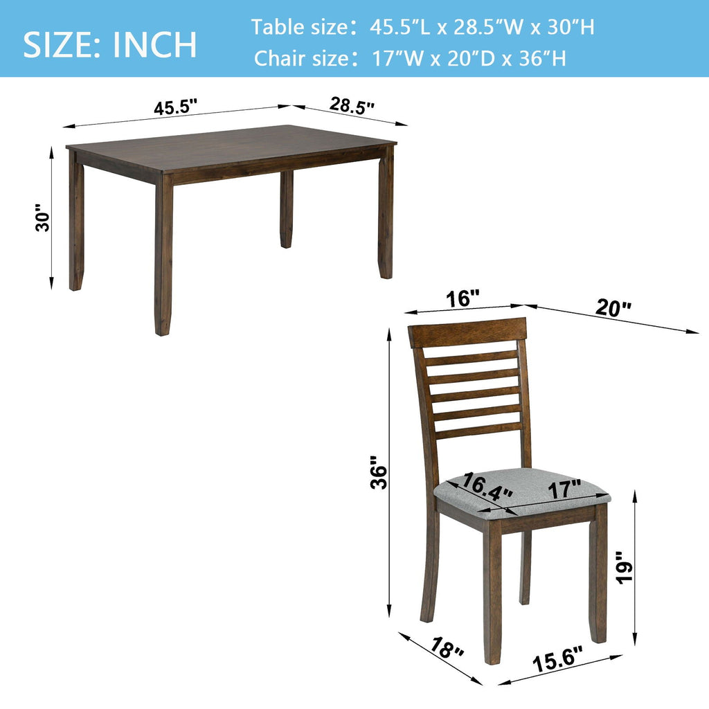 5 Pieces Modern Dining Set, Rectangular Wooden Dining Table With 4 Upholstered Chairs by Unique Piece Furniture