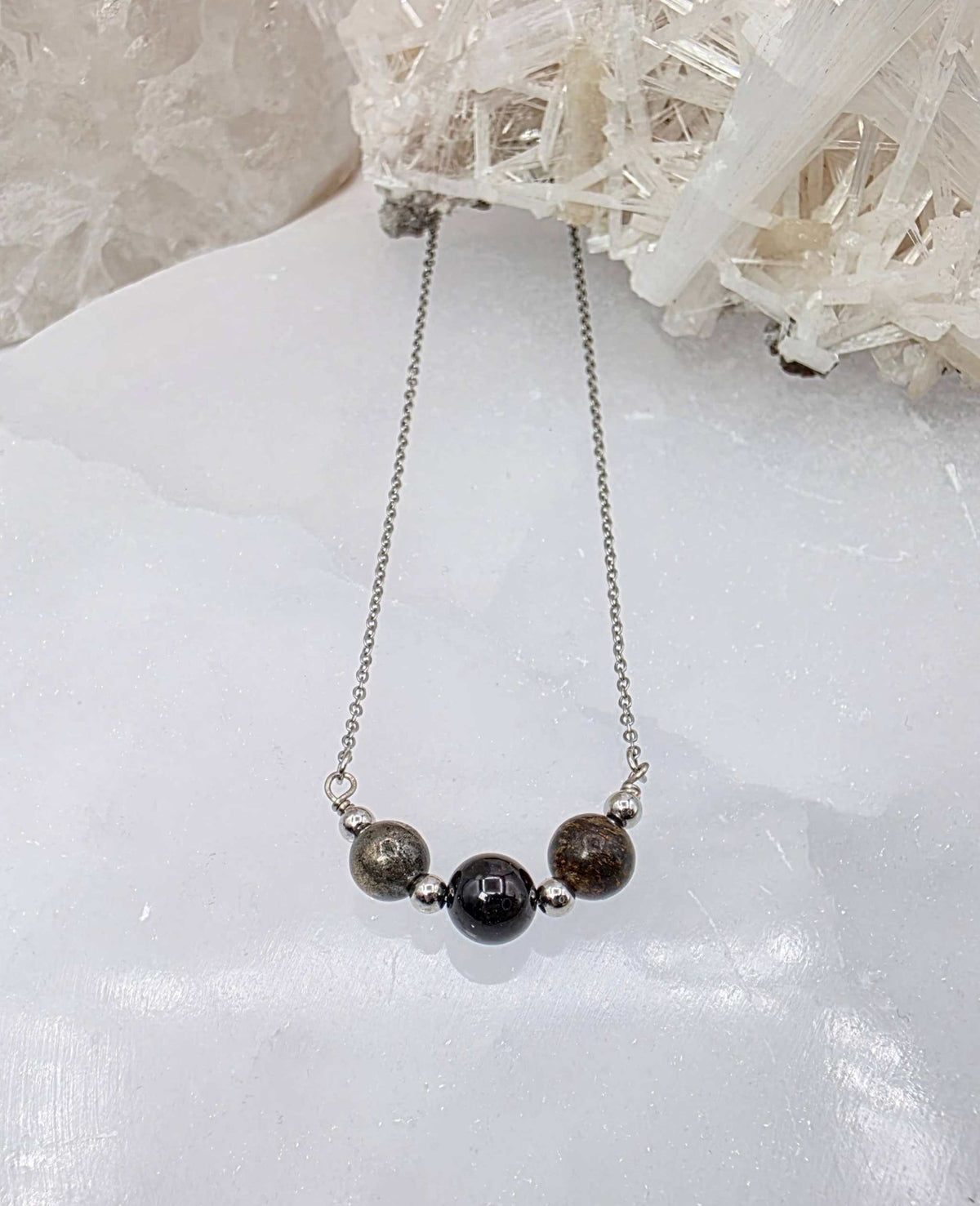 STAY IN MY POWER - Pyrite, Bronzite, Garnet Jewelry Set by Sacred Crystals