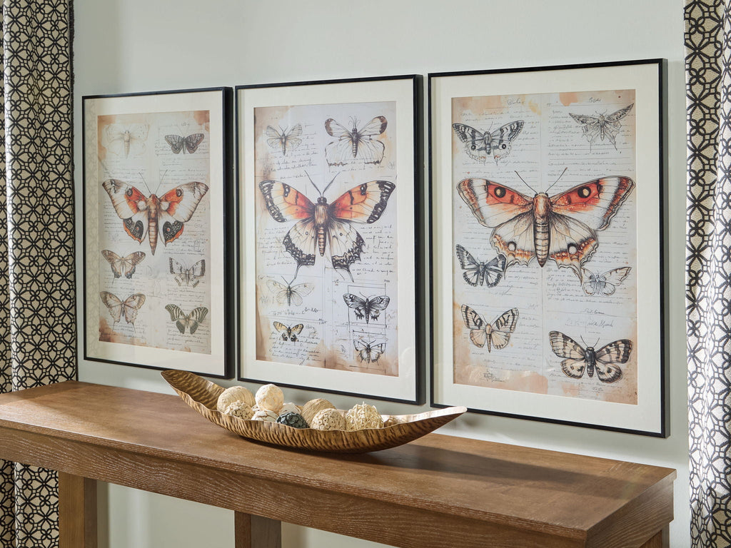 Jossletts - Wall Art Set (Set of 3) - Orange / Black / Ivory by Unique Piece Furniture