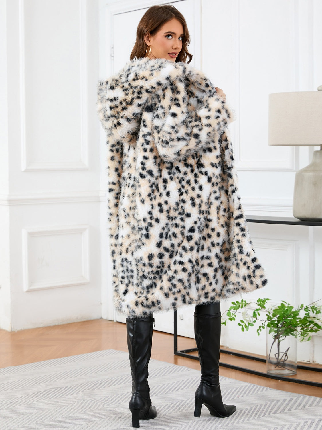 Thermal Leopard Faux Fur Hooded Outerwear by Wild and Free Boutique