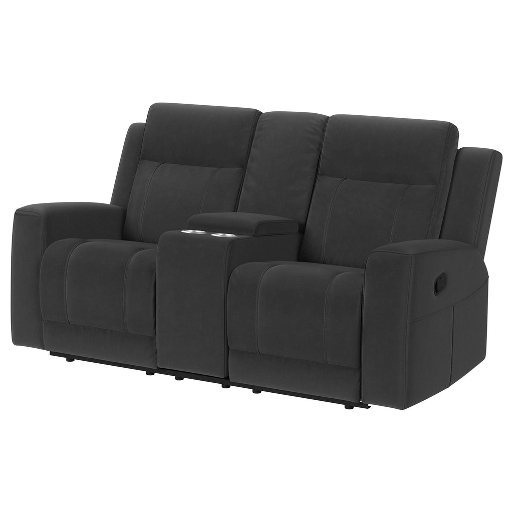 Brentwood Upholstered Reclining Loveseat Dark Charcoal by Unique Piece Furniture