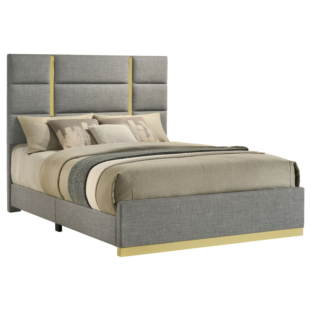 Ines 56-inch Fabric Upholstered Queen Panel Bed Grey by Unique Piece Furniture