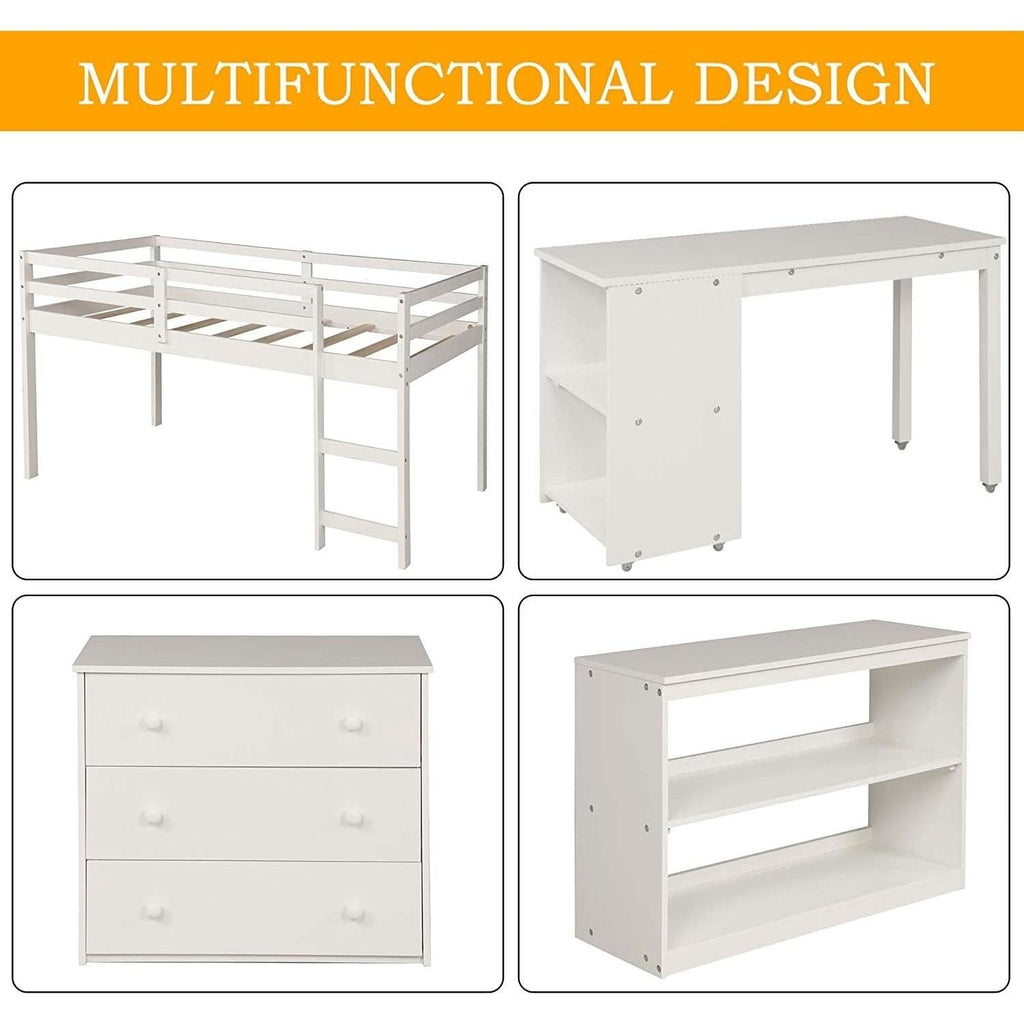Twin Loft Bed With Rolling Desk And Storage For Small Rooms by ShipItFurniture