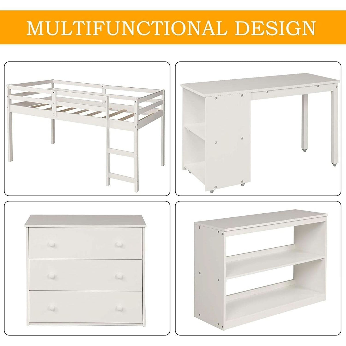 Twin Loft Bed With Rolling Desk And Storage For Small Rooms by ShipItFurniture