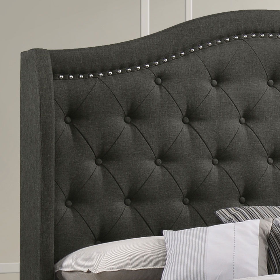 Sonoma Upholstered Full Wingback Bed Grey by Unique Piece Furniture
