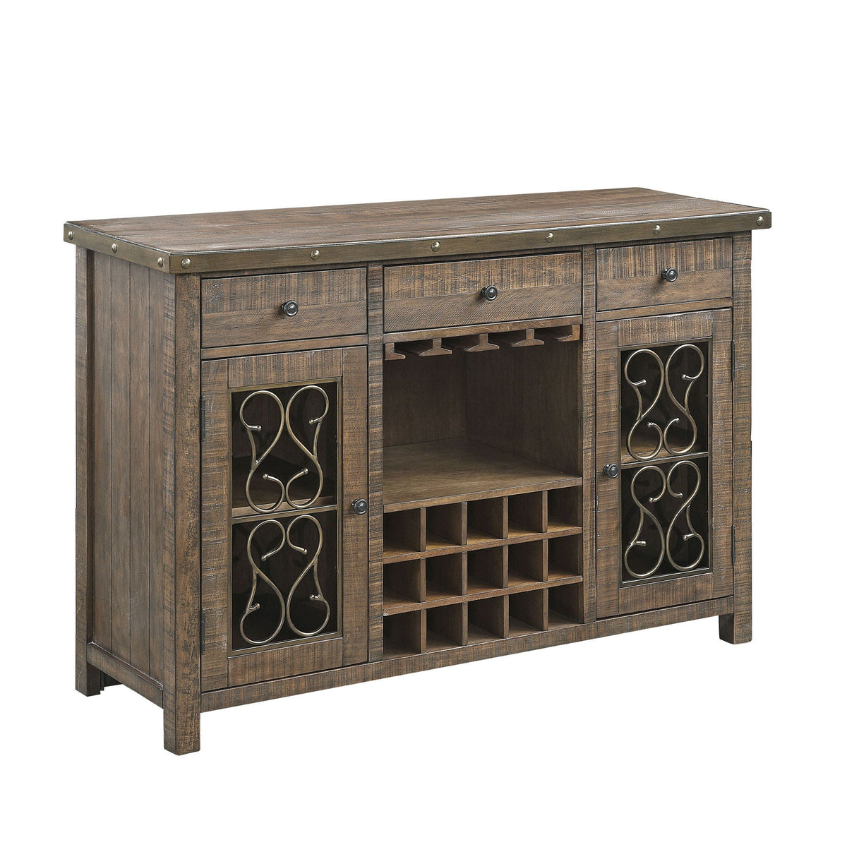 Raphaela - Server With Cup Holder & Wine Rack - Cherry by Unique Piece Furniture