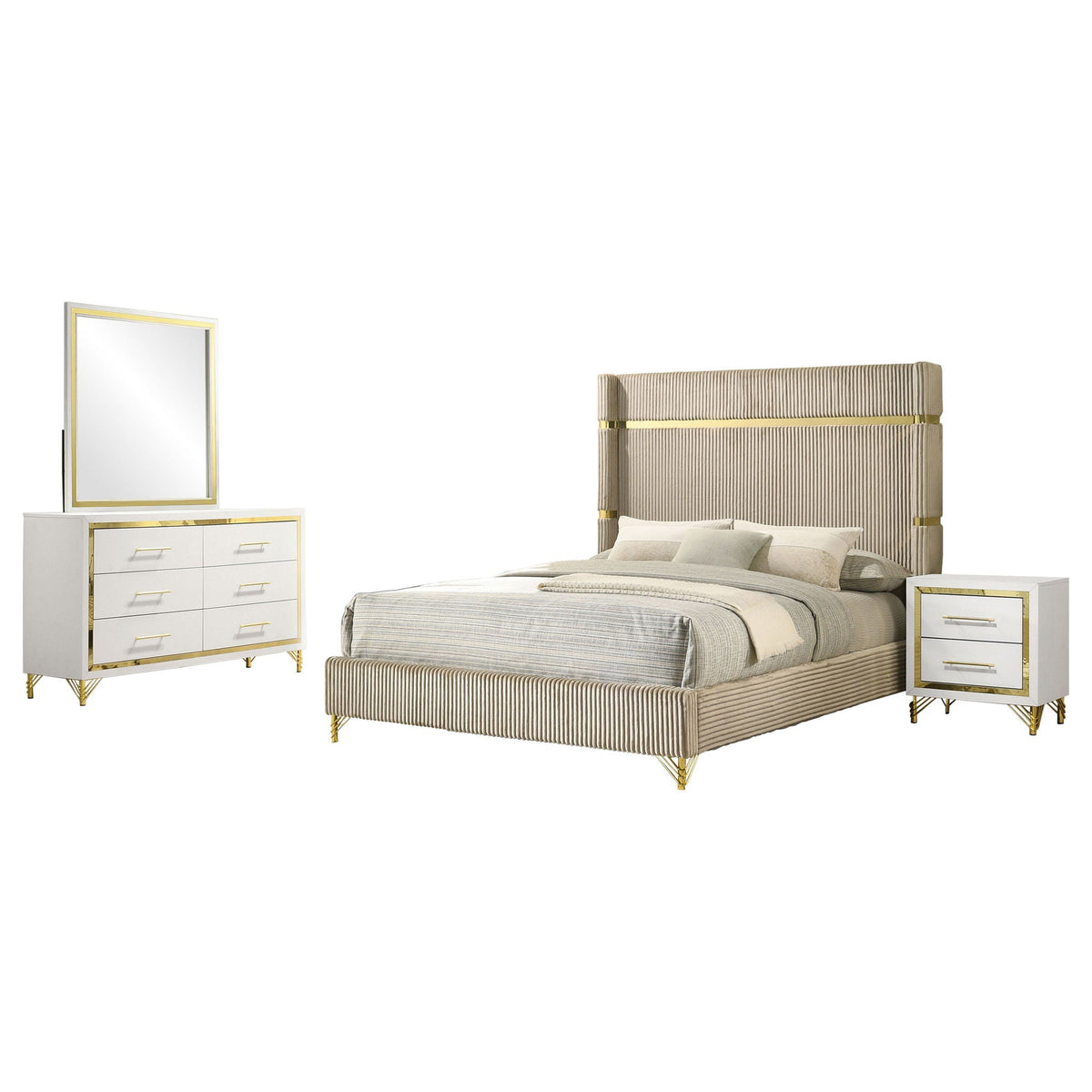 Lucia 4-piece Queen Bedroom Set Beige and White by Unique Piece Furniture