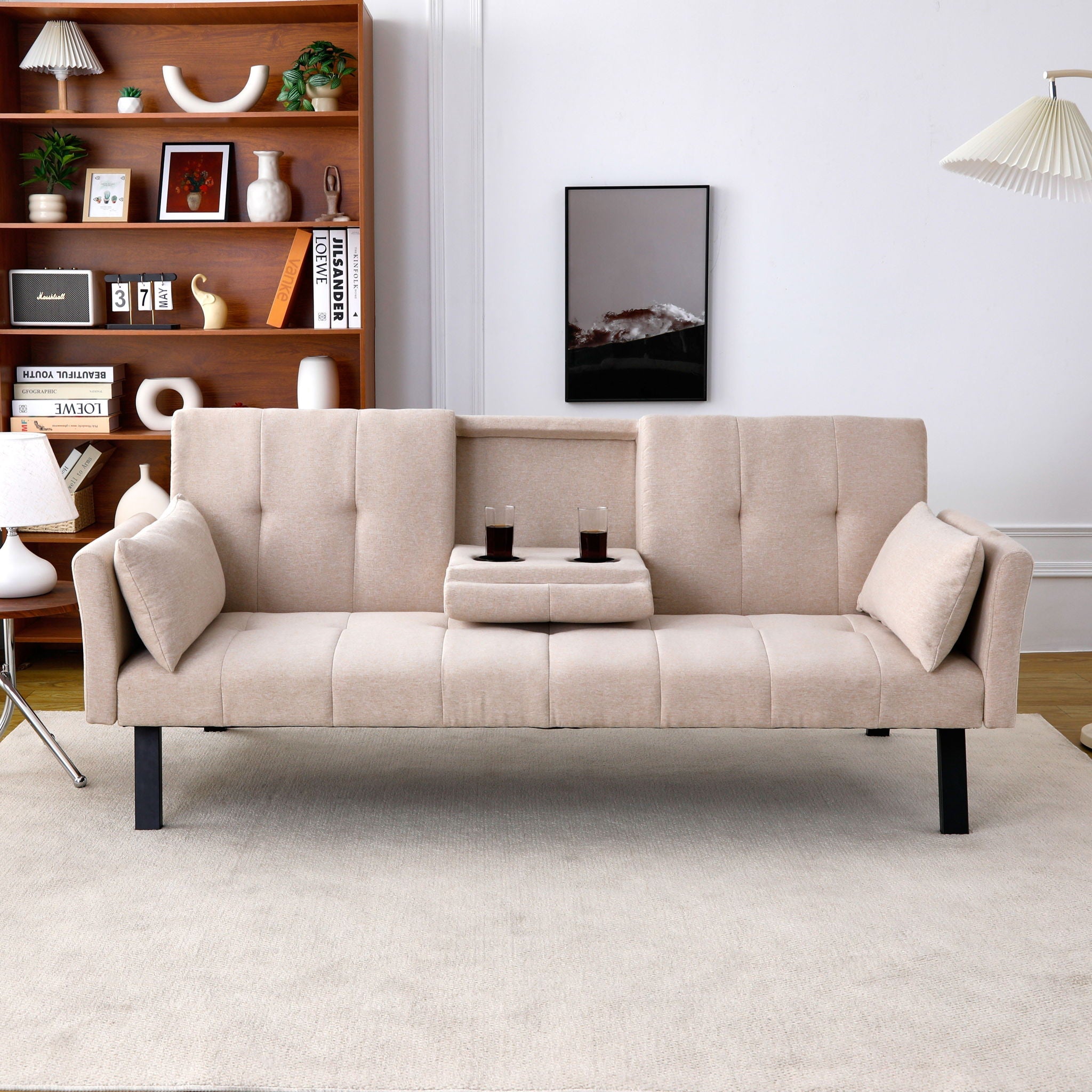 Sofa Bed With Foldable Design And Cup Holder by Unique Piece Furniture