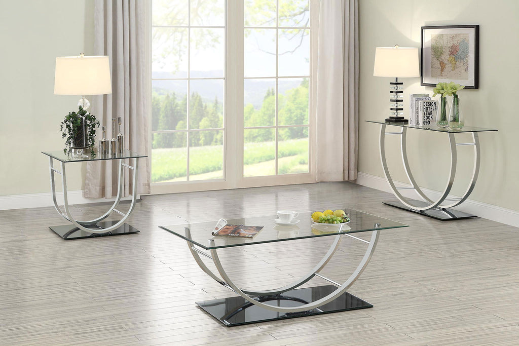 Danville U-shaped Glass Top Entryway Console Table Chrome by Unique Piece Furniture