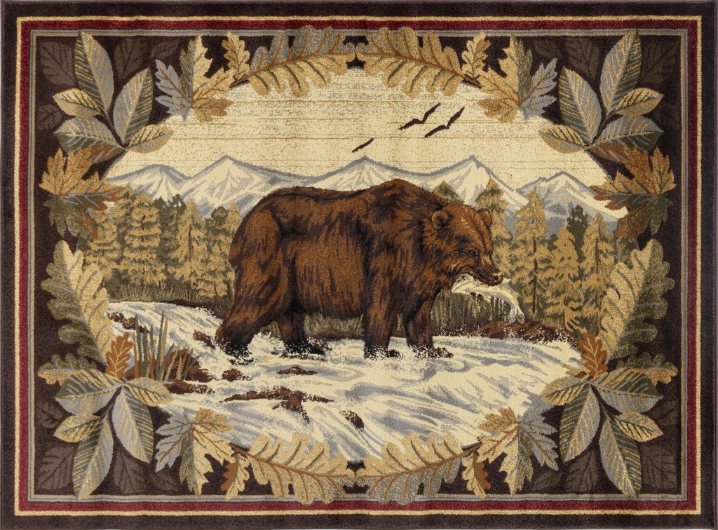 Nature's Nest - 5'3" X 7'3" Lodge Area Rug - Multi, Brown by Unique Piece Furniture