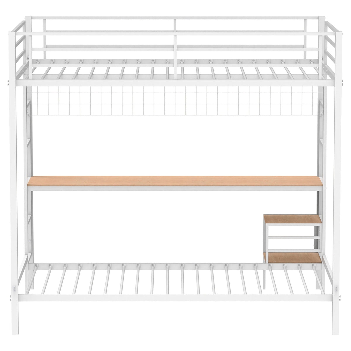 Bettoni Metal Full Over Twin Workstation Bunk Bed Matte White by Unique Piece Furniture