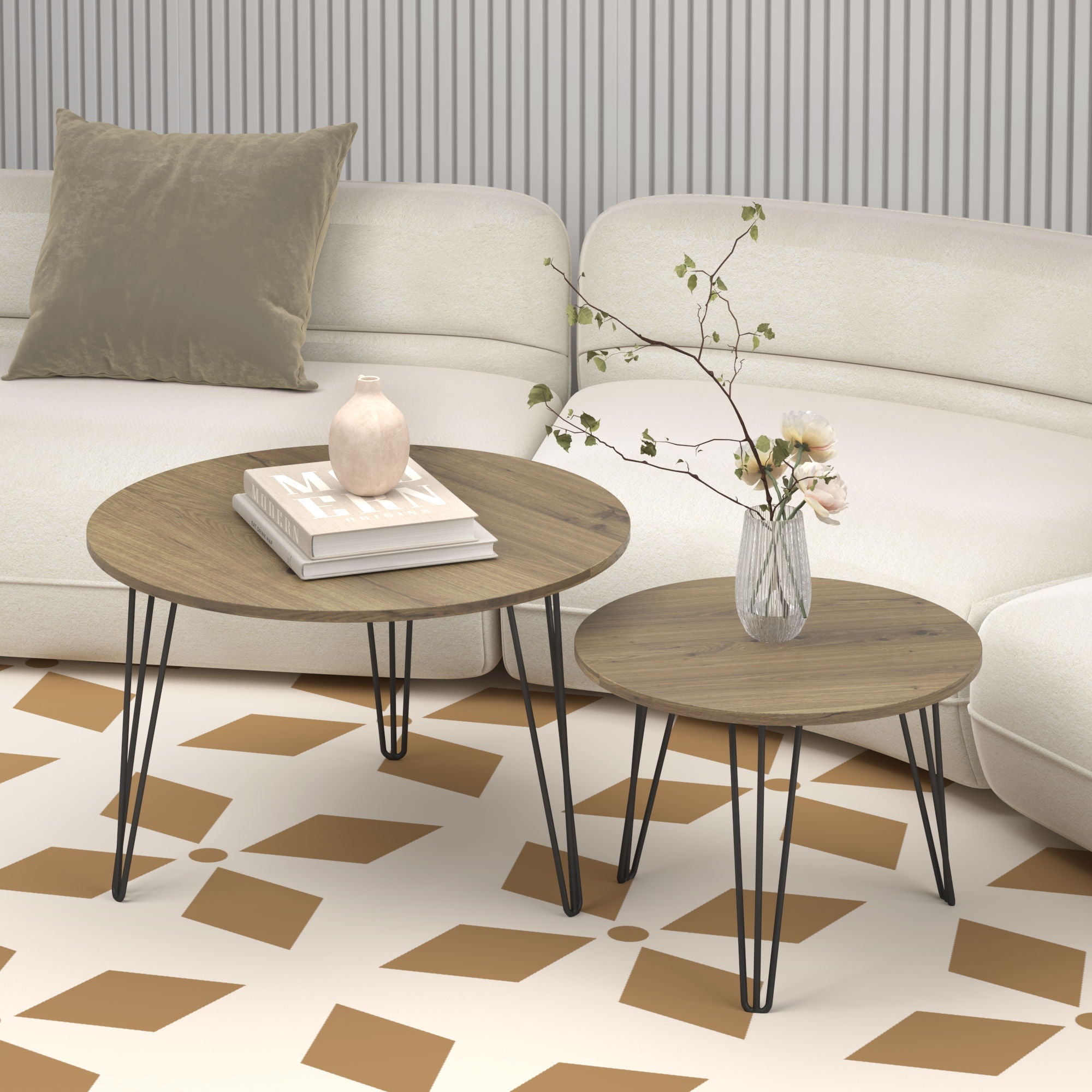 Round Nesting Coffee Table For Living Room (Set of 2) by Unique Piece Furniture
