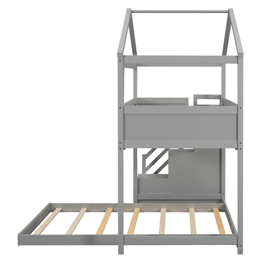 House Style Bunk Bed With Storage Staircase And board by Unique Piece Furniture