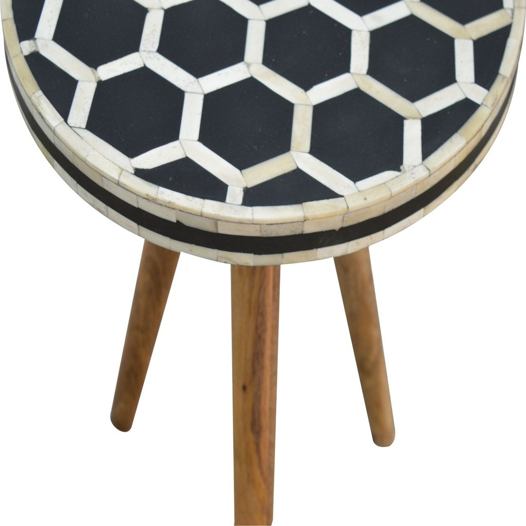 Inlay Bone Tripod Stool - Beige / White by Unique Piece Furniture