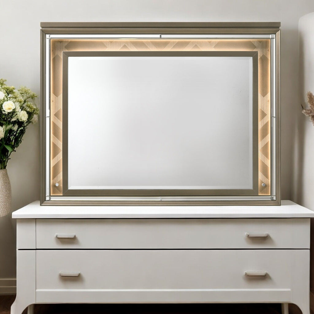 Skylar - Mirror With LED - Champagne by Unique Piece Furniture