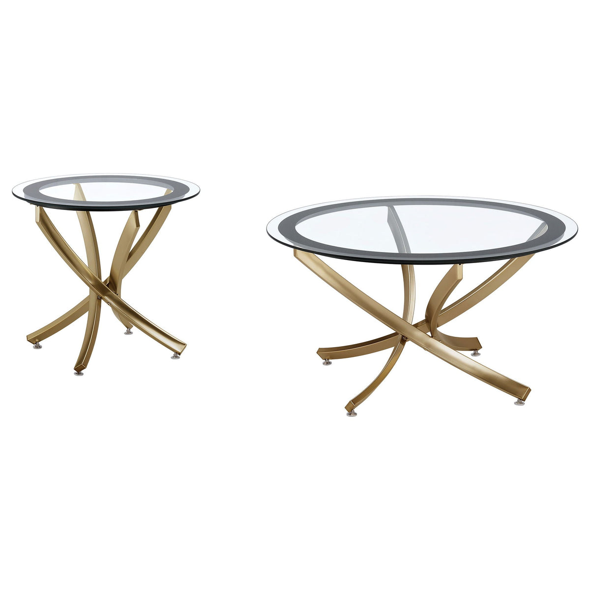 Brooke 2-piece Round Coffee and End Table Set Rose Brass by Unique Piece Furniture