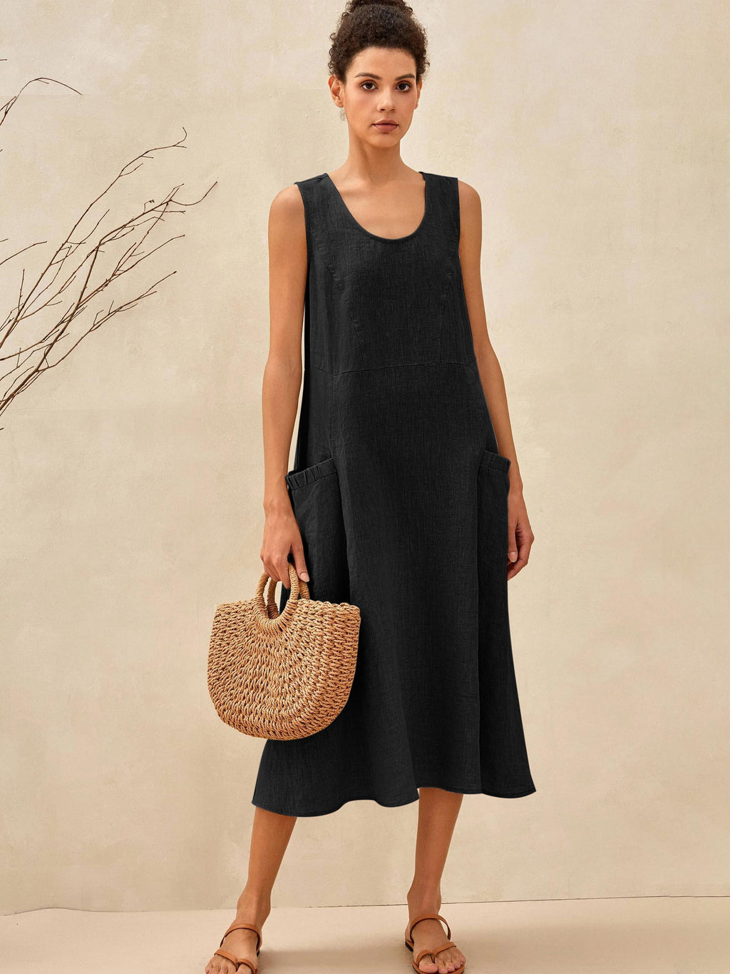 100% Linen Swing Beach Tank Dress GIANA by LINTICO