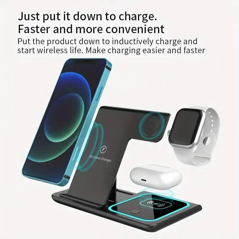 3-in-1 Folding Fast Wireless Charger Station by DailySale
