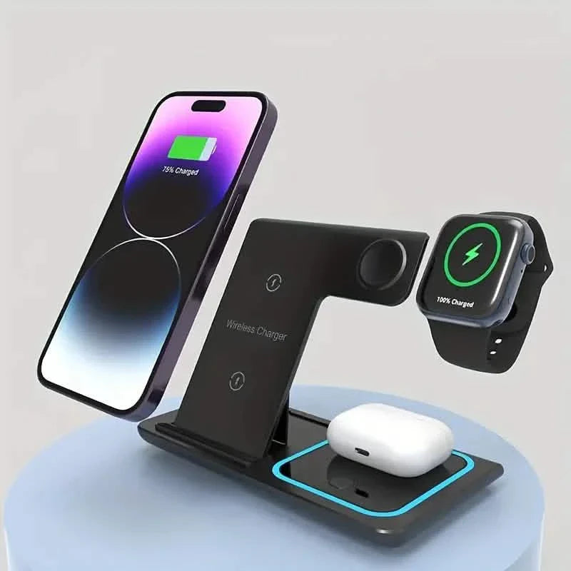 3-in-1 Folding Fast Wireless Charger Station by DailySale
