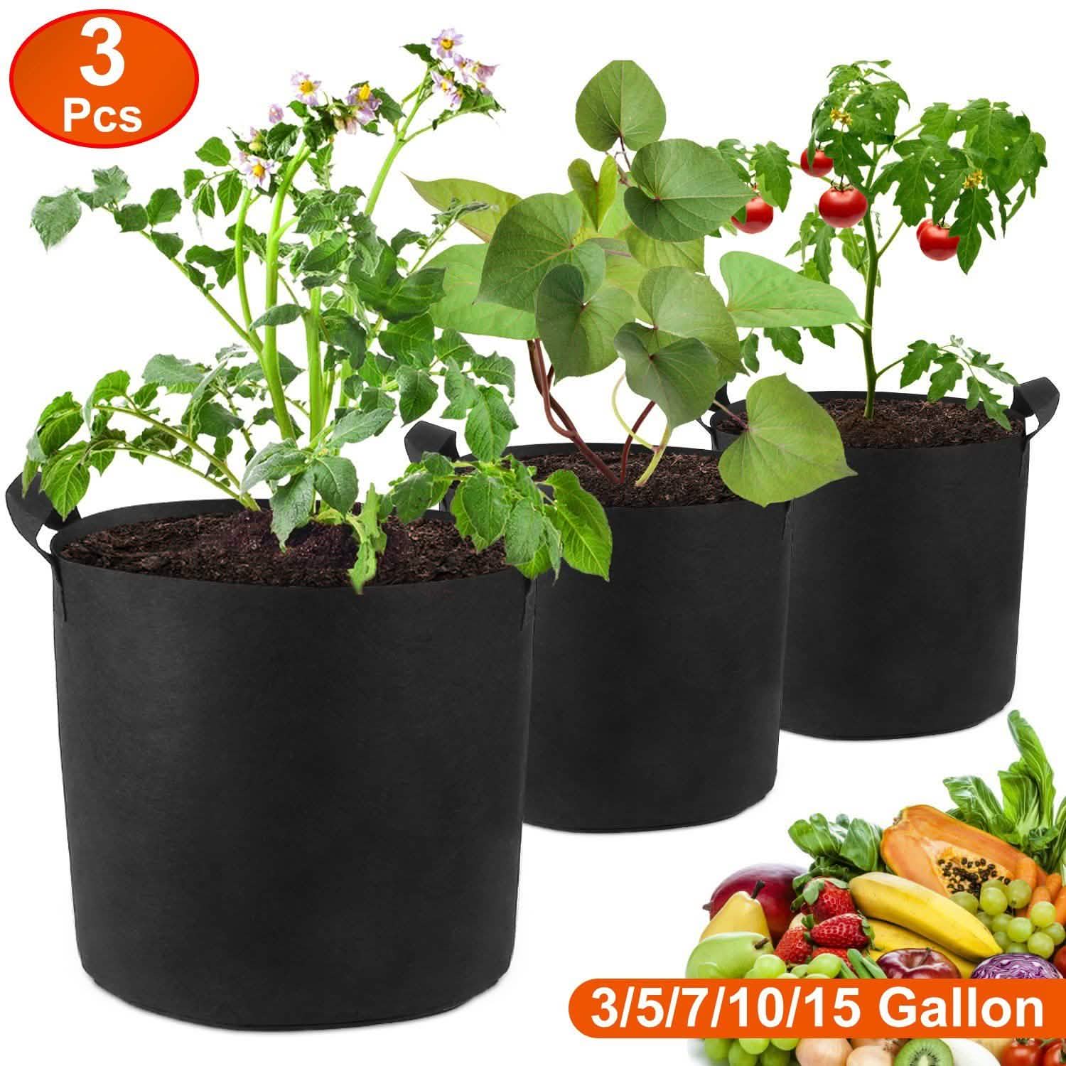 3-Pack: Planter Bags Breathable Planting Fabric Pots with Harvest Window by DailySale