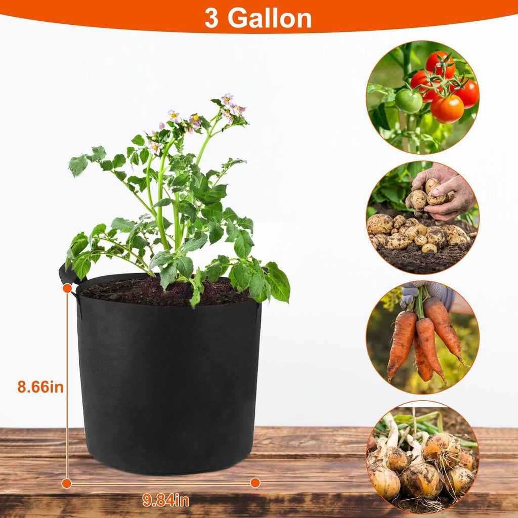 3-Pack: Planter Bags Breathable Planting Fabric Pots with Harvest Window by DailySale