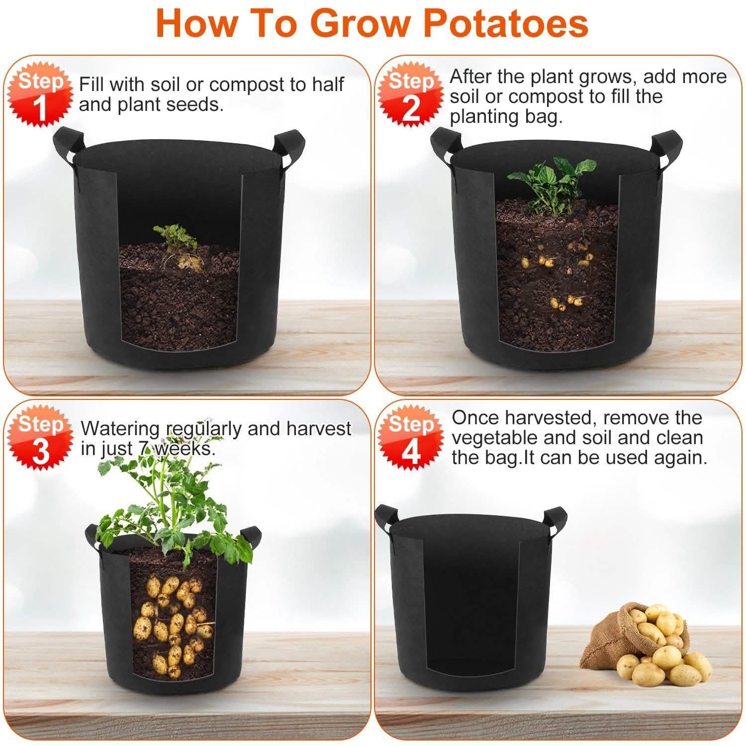 3-Pack: Planter Bags Breathable Planting Fabric Pots with Harvest Window by DailySale