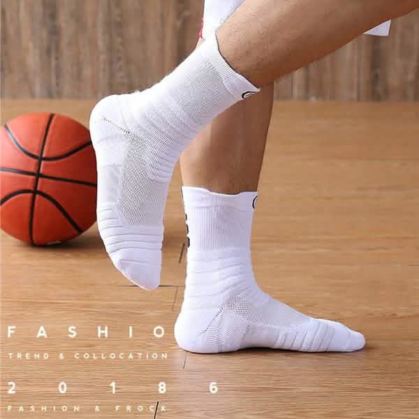 3-Pair: Men's Thick Towel Bottom Breathable Sweat-absorbent Outdoor Sports Running Socks Elite Basketball Sports Socks by DailySale