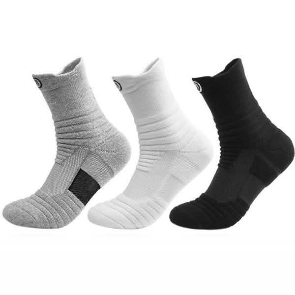 3-Pair: Men's Thick Towel Bottom Breathable Sweat-absorbent Outdoor Sports Running Socks Elite Basketball Sports Socks by DailySale
