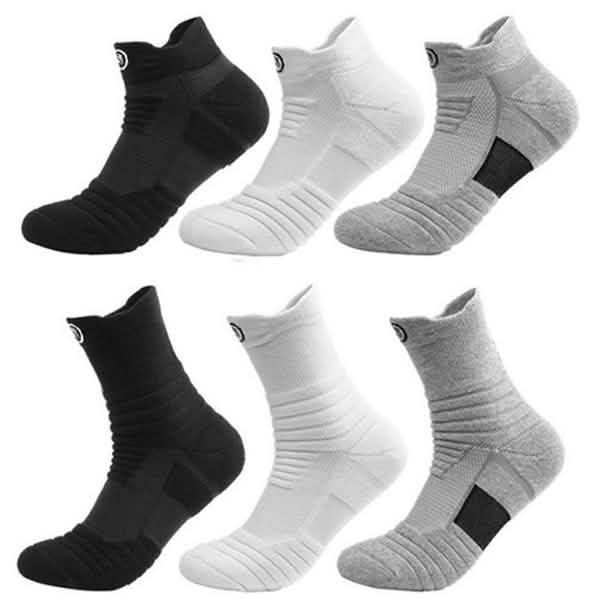 3-Pair: Men's Thick Towel Bottom Breathable Sweat-absorbent Outdoor Sports Running Socks Elite Basketball Sports Socks by DailySale