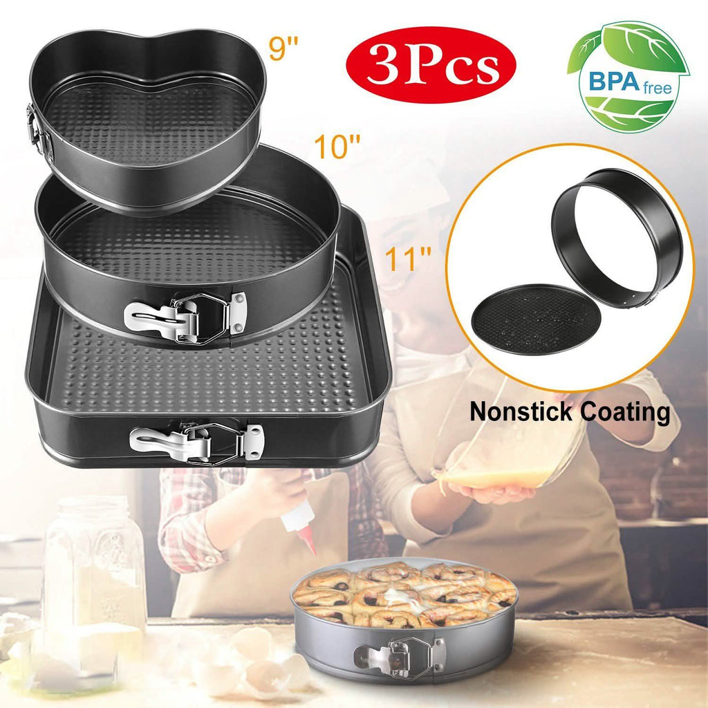 3-Piece: Non-stick Springform Cake Pan Set with Removable Bottom by DailySale