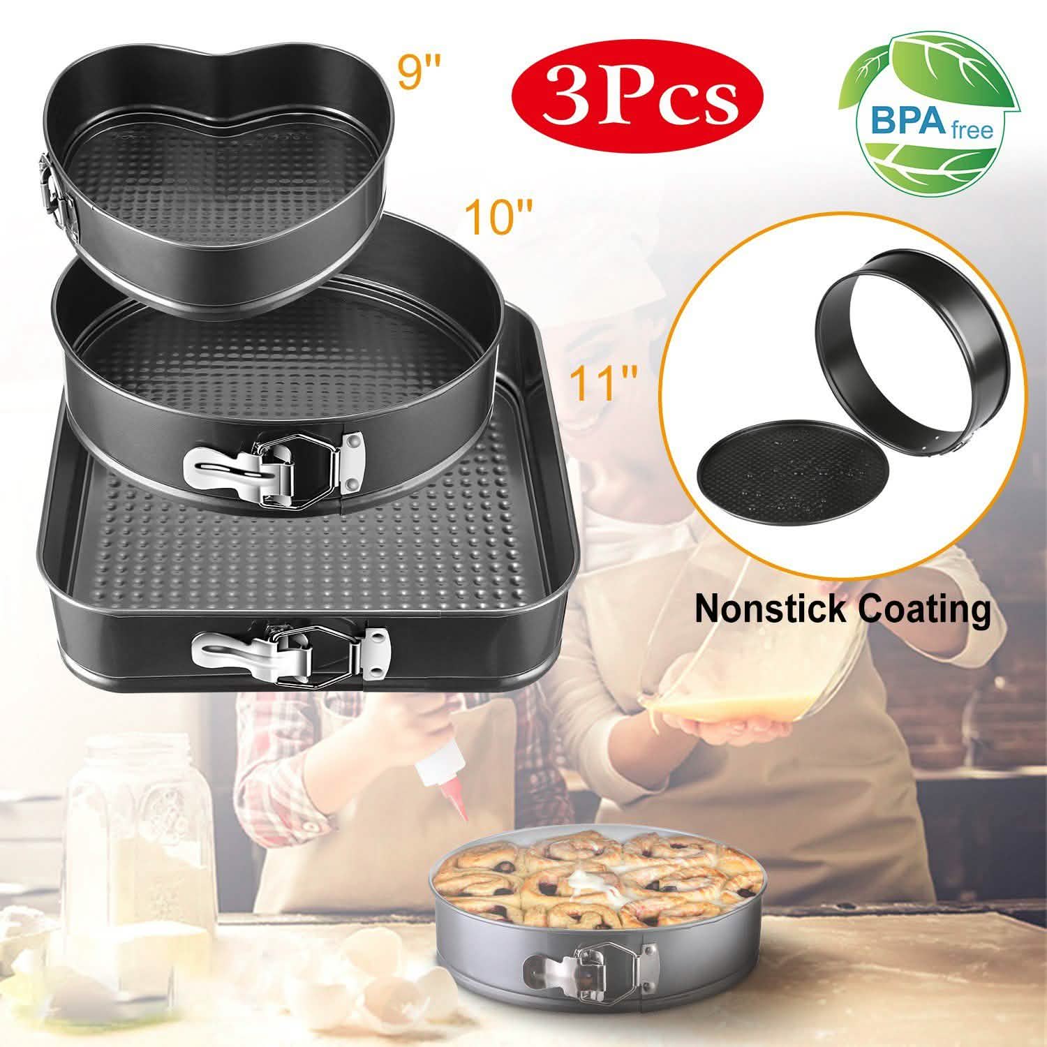 3-Piece: Non-stick Springform Cake Pan Set with Removable Bottom by DailySale