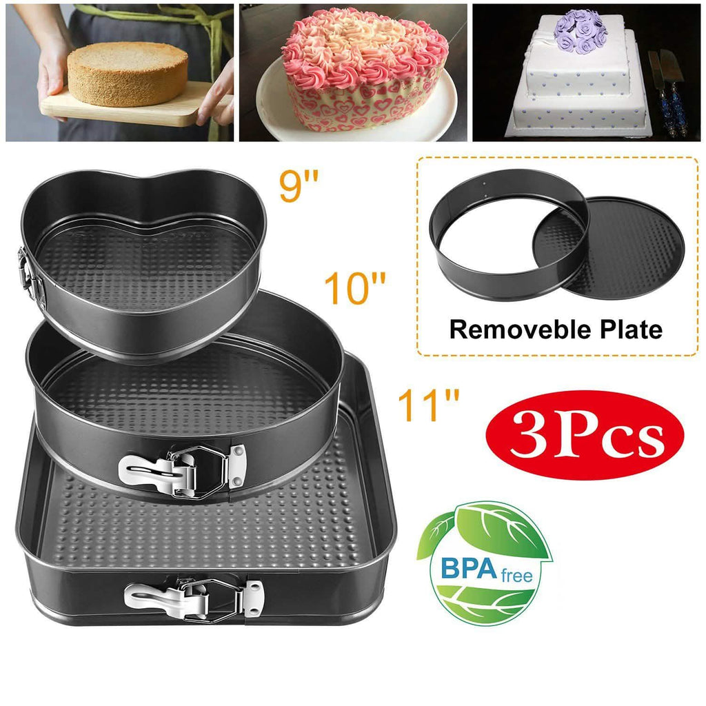 3-Piece: Non-stick Springform Cake Pan Set with Removable Bottom by DailySale