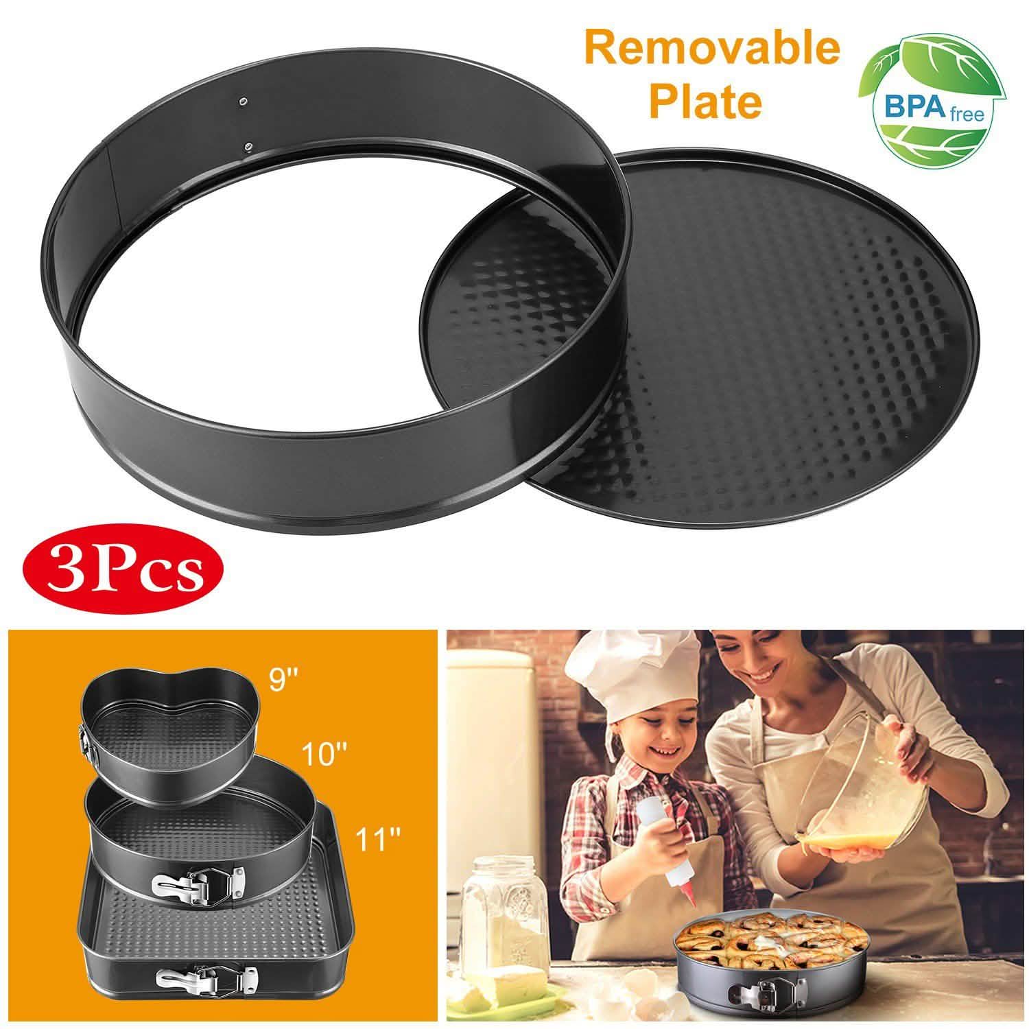 3-Piece: Non-stick Springform Cake Pan Set with Removable Bottom by DailySale