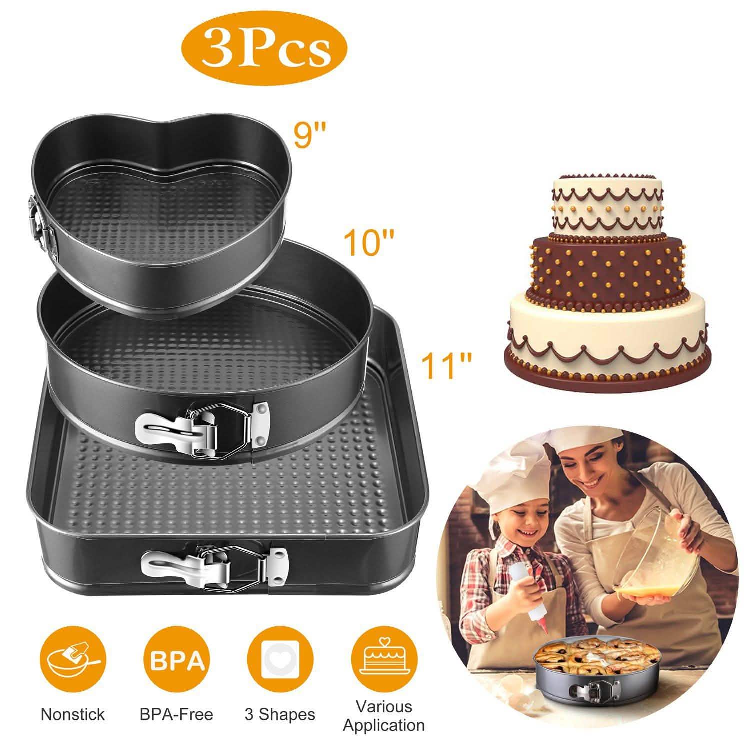 3-Piece: Non-stick Springform Cake Pan Set with Removable Bottom by DailySale