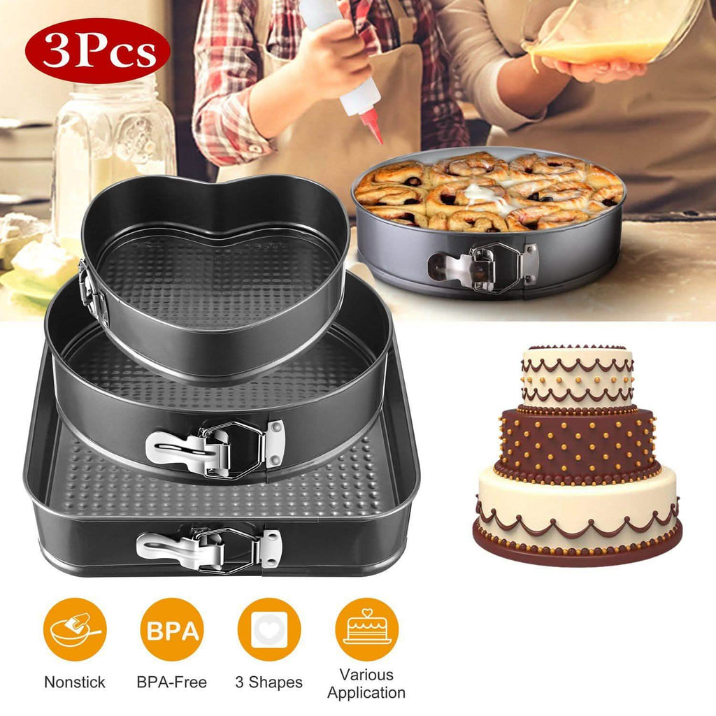 3-Piece: Non-stick Springform Cake Pan Set with Removable Bottom by DailySale