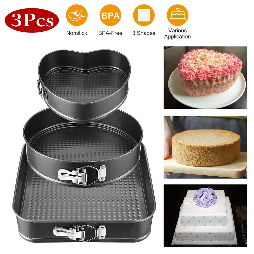 3-Piece: Non-stick Springform Cake Pan Set with Removable Bottom by DailySale