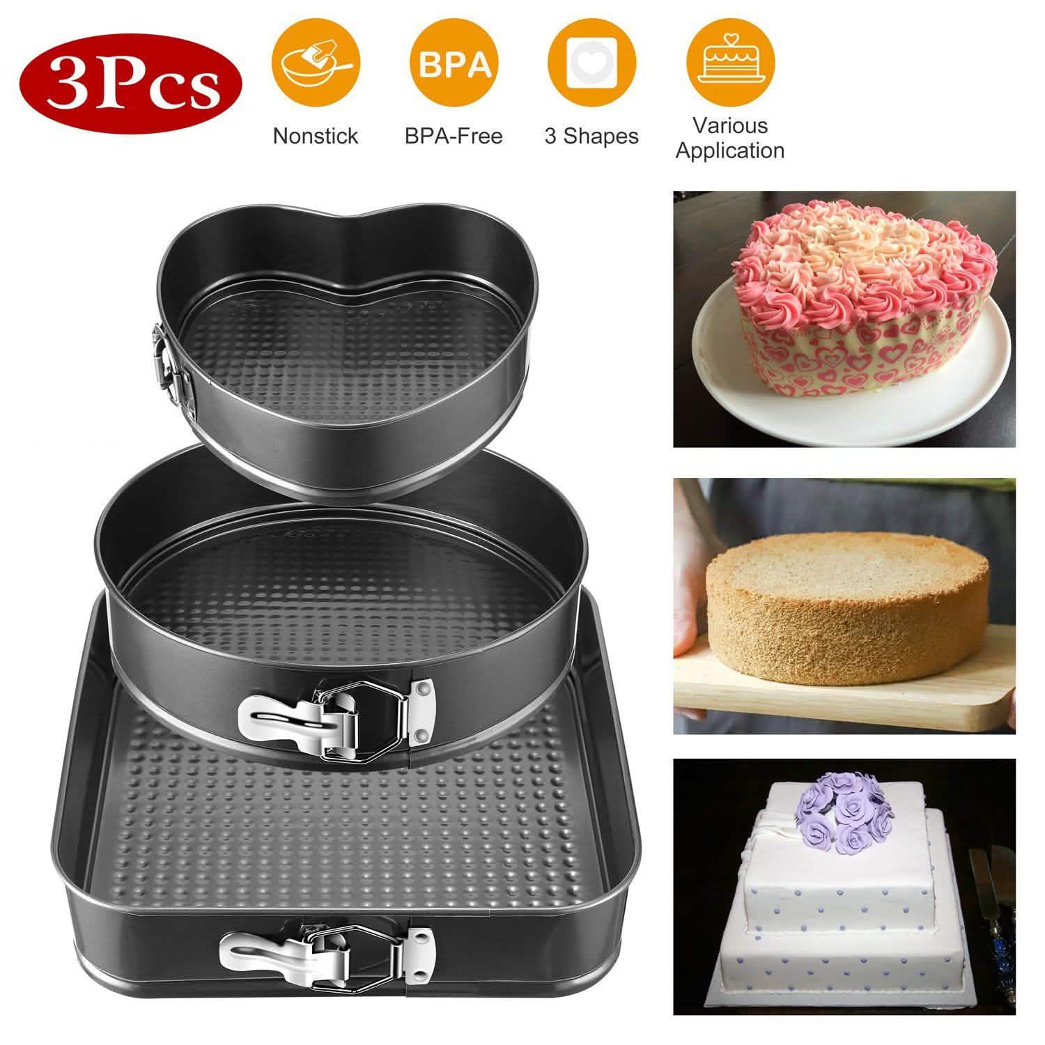 3-Piece: Non-stick Springform Cake Pan Set with Removable Bottom by DailySale