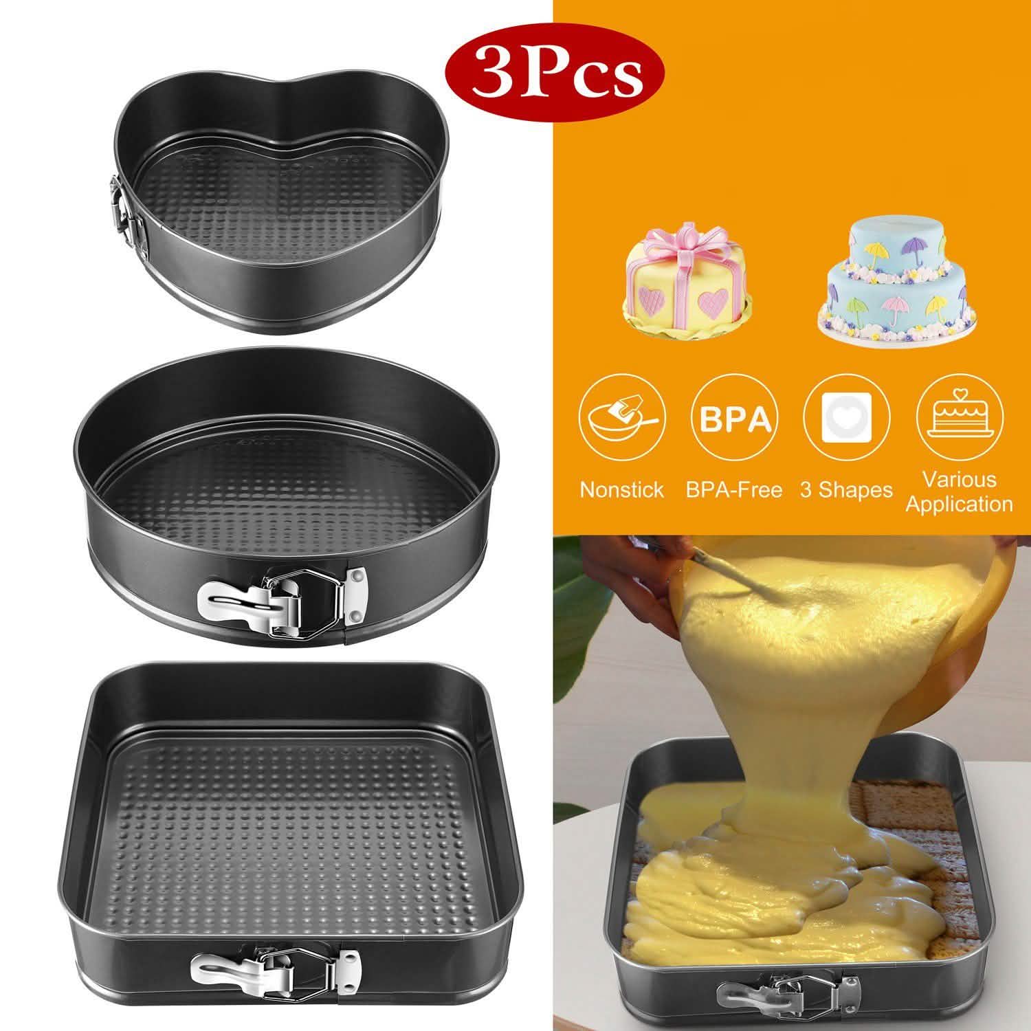 3-Piece: Non-stick Springform Cake Pan Set with Removable Bottom by DailySale