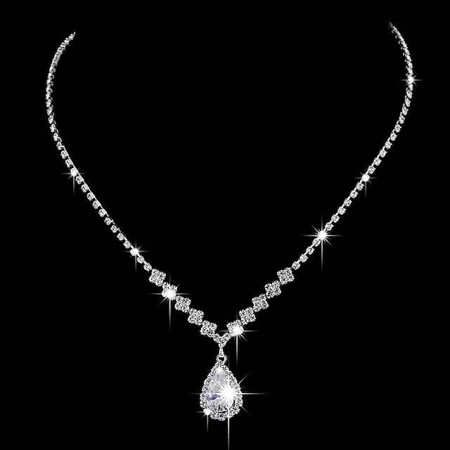 3-Piece: Women's Diamond Cubic Zirconia Necklace Earrings Set by DailySale