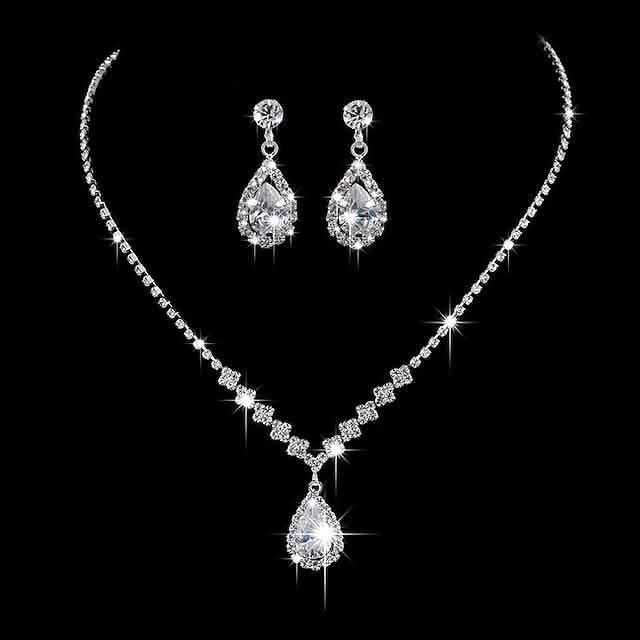 3-Piece: Women's Diamond Cubic Zirconia Necklace Earrings Set by DailySale