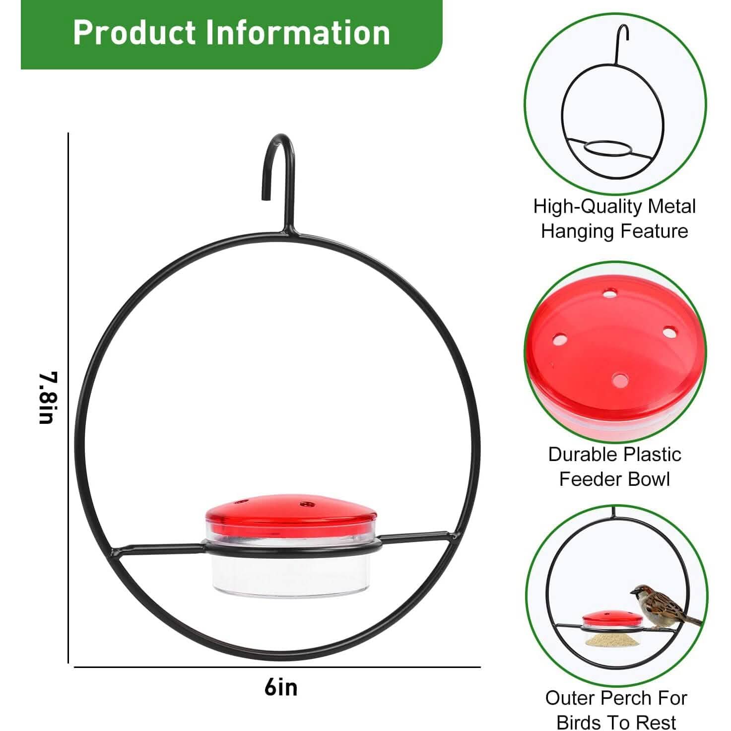 3-Pieces: Stackable Hanging Humming Bird Feeder with Metal Frame & Red Plastic Bowl by DailySale