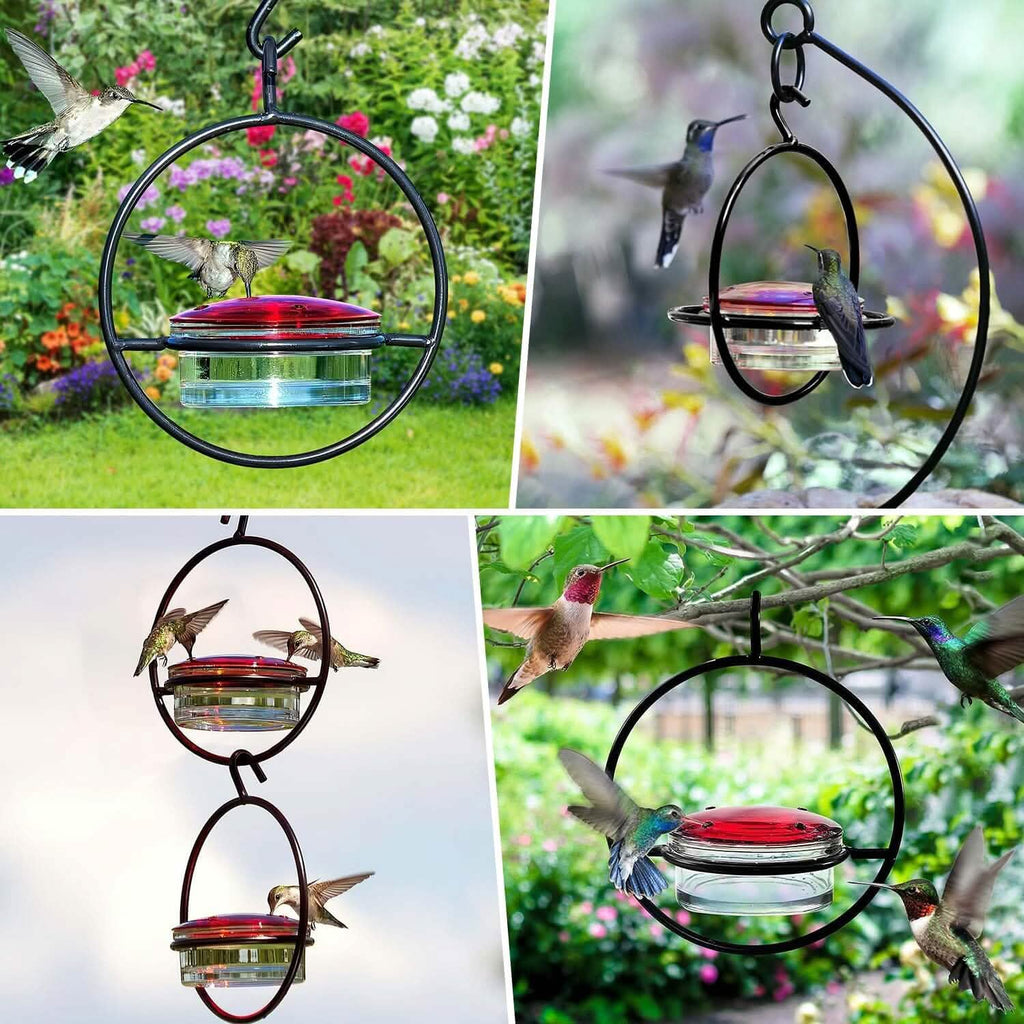 3-Pieces: Stackable Hanging Humming Bird Feeder with Metal Frame & Red Plastic Bowl by DailySale