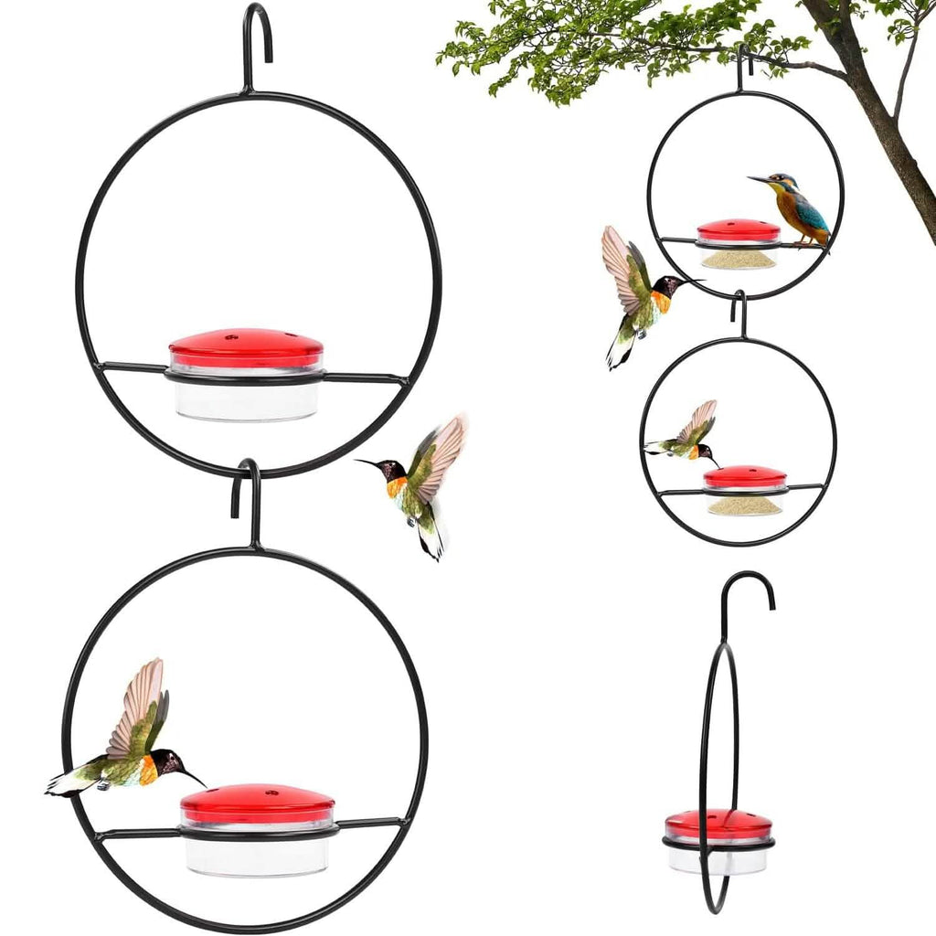 3-Pieces: Stackable Hanging Humming Bird Feeder with Metal Frame & Red Plastic Bowl by DailySale